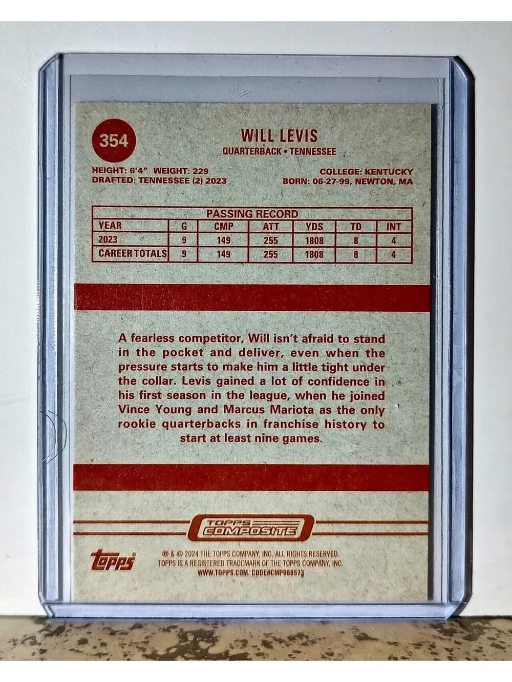 Will Levis 2023 Topps Heritage Rookie NFL #354 Football Card Tennessee Titans